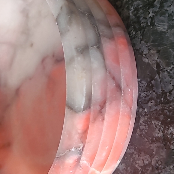 Vintage Pink Marbled Soap Stone Vanity Dish with Lid - Picture 6 of 12